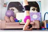 Cat Doesn�t Care About Girl�s Yoga Moves